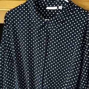 Susan Graver Button Up Polka Dot Blouse